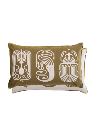 Rectangular cushion with 3 creatures pattern