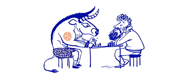 Designer Christian Signorel playing chess