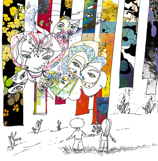 Illustration Sylvain et Plume dans la Forêt de Cristal