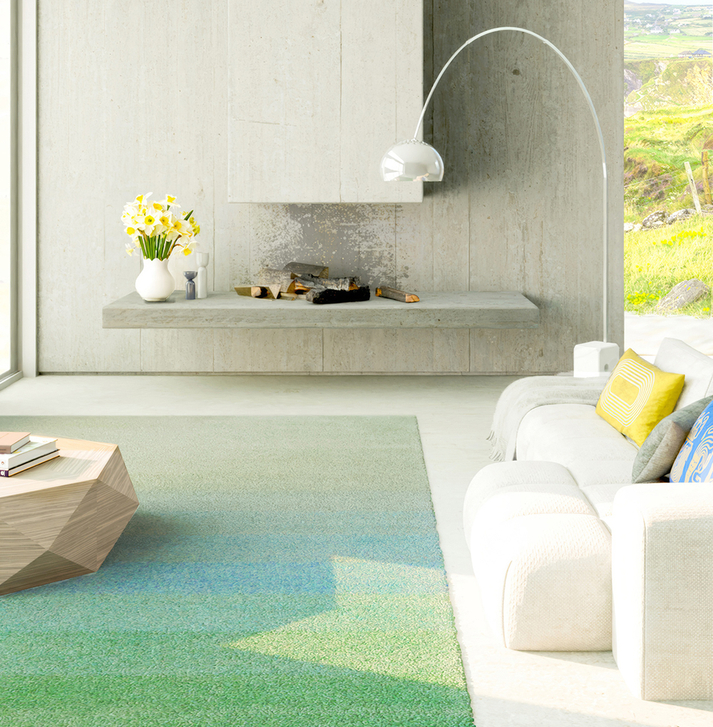 Snowdon Rug by a fireplace