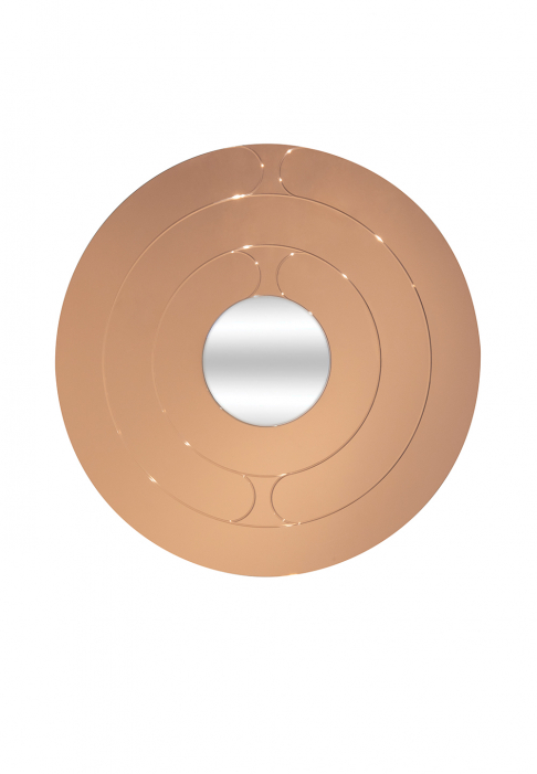 MIRROR-MIRCURØ90ROSE.jpg Round mirror engraved with thin lines, rose color