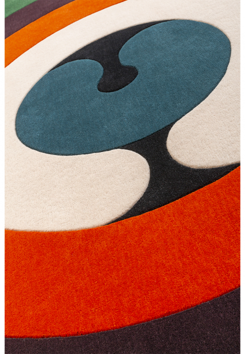 RUG-MINOTOR-ROND-TOURMALINE_detail1.jpg Rug with geometric lines, round shape, close-up