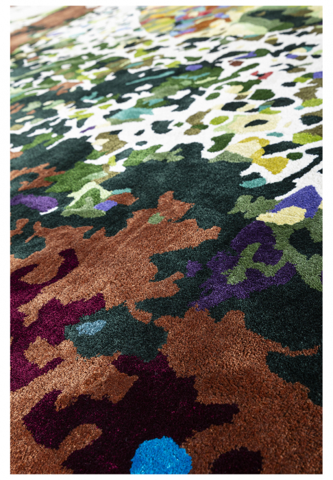 Tapis : clairière dans la Forêt de Cristal, détail gros plan