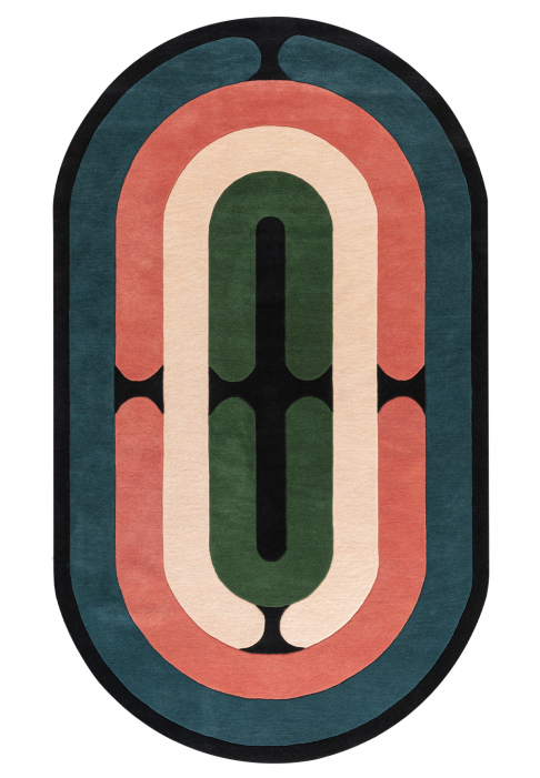 Rug with geometric lines, oblong shape