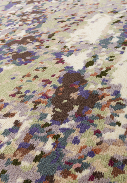 TAPIS-BRICKS-ROND-LICHEN-detail2.jpg Tapis évoquant un espace onirique et lointain - détail gros plan
