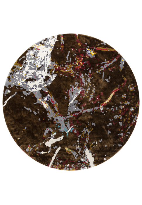 RUG-FORESTHIKE-ROND-BRONZE.jpg Rug that evoques plants and light