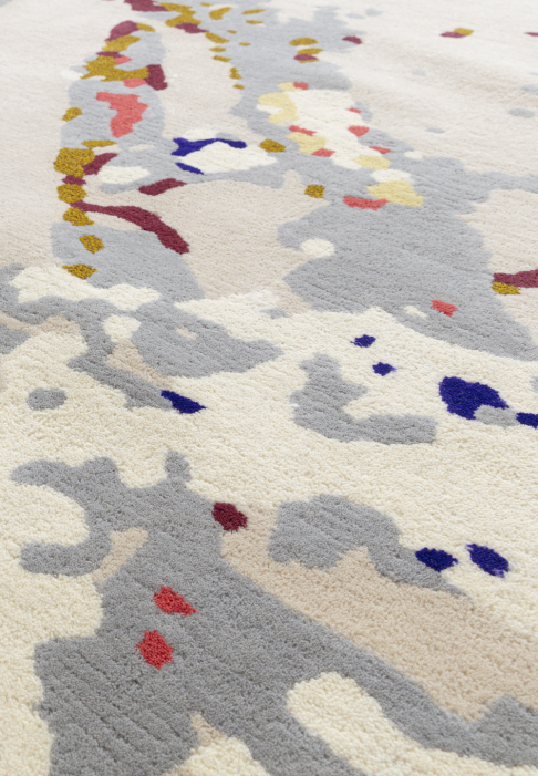 Rug that evoques plants and light, detail