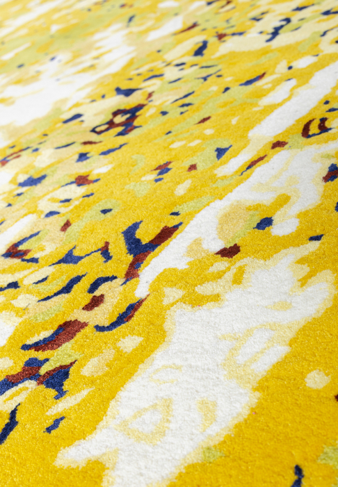 TAPIS-QUERCUS-RECT-detail1.jpg Tapis évoquant le végétal et la lumière, détail
