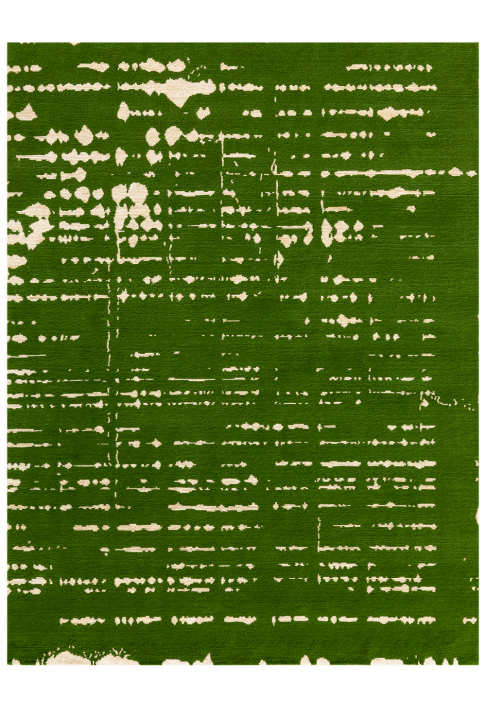 Green and white graphic rug