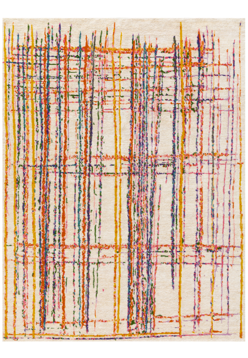 Tapis avec lignes horizontales et verticales multicolores