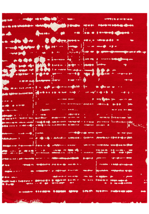 Tapis graphique rouge et blanc