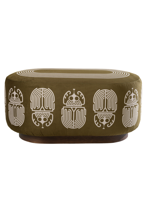 POUF_BESTIAIRE_oblong_SCARAB_antique_1.jpg Oblong footstool Scarab pattern
