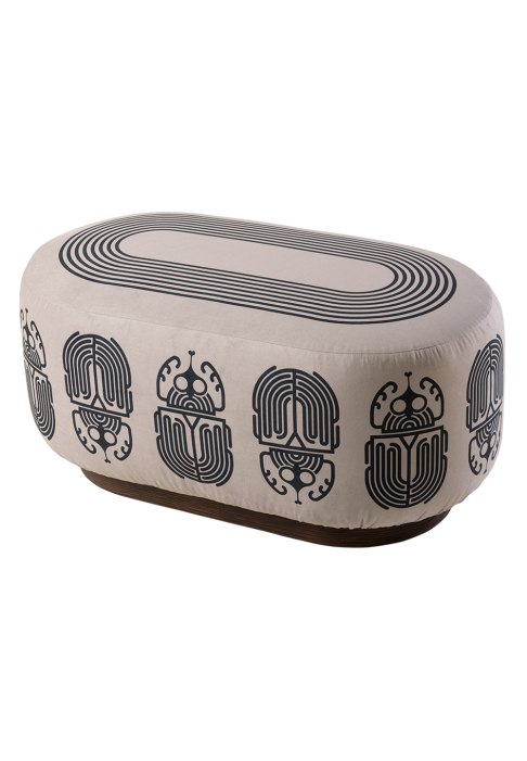 POUF_BESTIAIRE_oblong_SCARAB_nacre_3.jpg Oblong footstool Scarab pattern