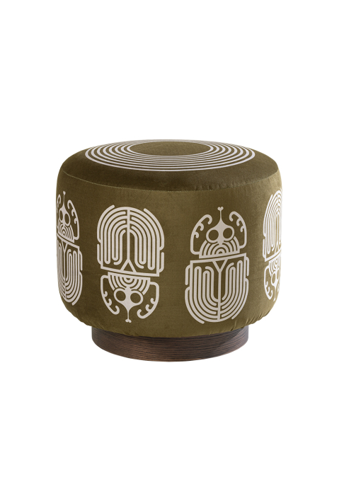 Pouf rond motif Scarabée
