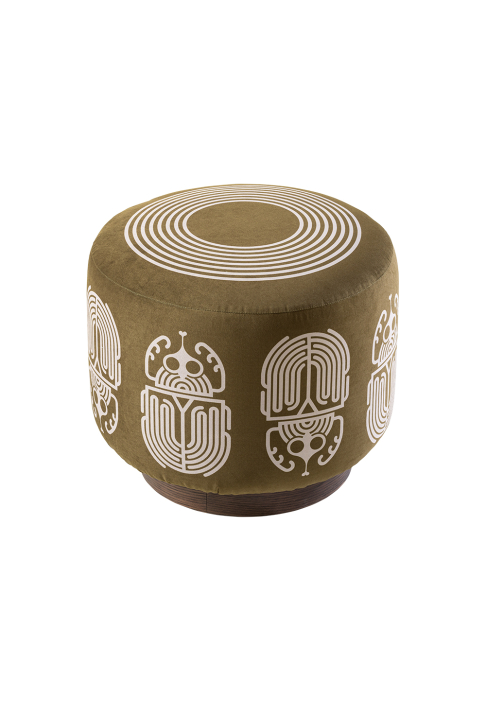 Pouf rond motif Scarabée