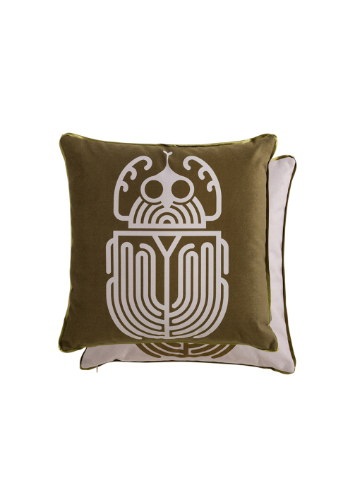 COUSSIN_BESTIAIRE_SCARAB_antique_1.jpg Coussin carré motif Scarabée
