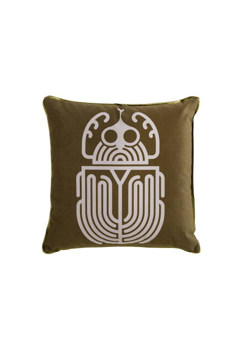 COUSSIN_BESTIAIRE_SCARAB_antique_2.jpg Coussin carré motif Scarabée