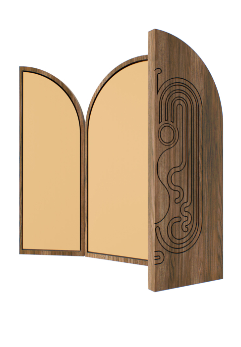 MIROIR_BESTIAIRE_POULPO_3.jpg Triptych mirror with Poulpo pattern