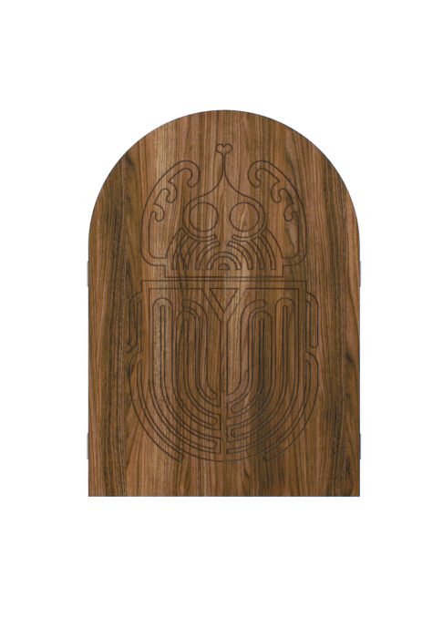 MIROIR_BESTIAIRE_SCARAB_1.jpg Triptych mirror with Scarab pattern, closed