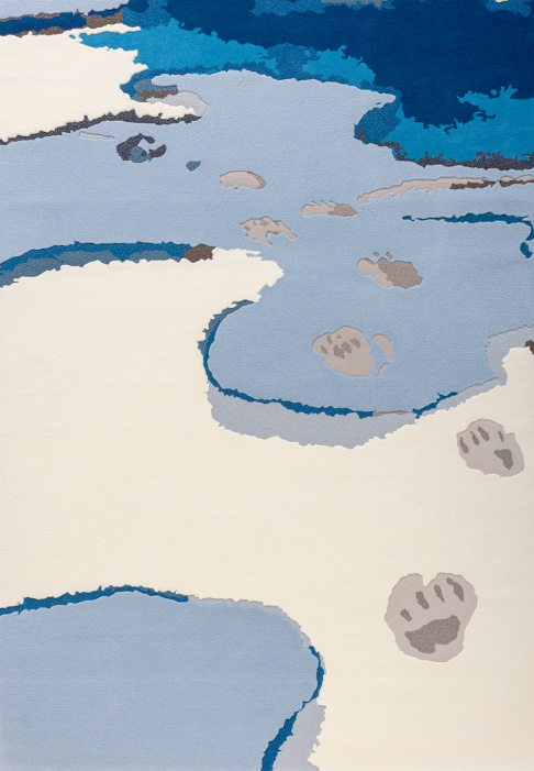 Tapis rectangulaire avec traces de pas d'ours polaire