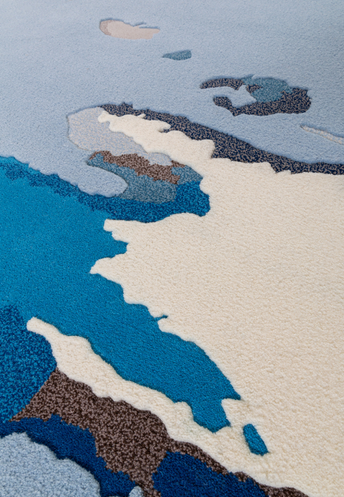 Tapis rectangulaire avec traces de pas d'ours polaire détail