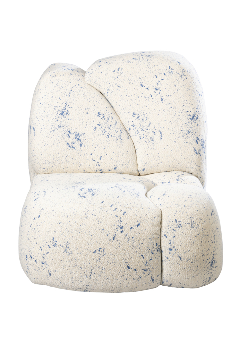 Fauteuil iceberg tissu moucheté bleu