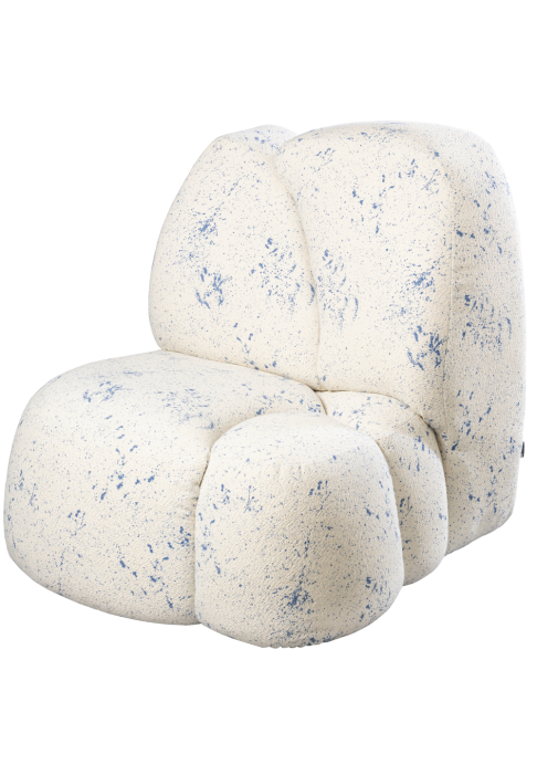 Fauteuil iceberg tissu moucheté bleu