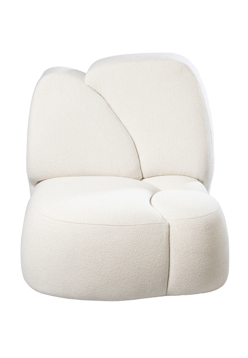 Fauteuil iceberg tissu bouclette laine blanche