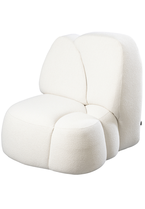 Fauteuil iceberg tissu bouclette laine blanche