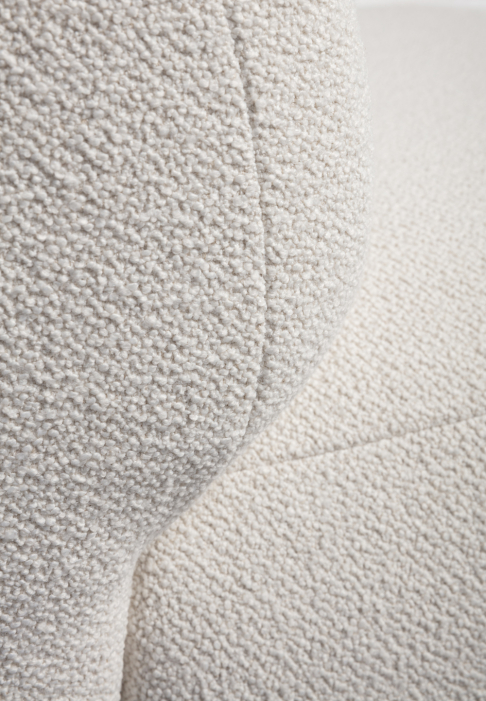 Fauteuil iceberg tissu bouclette laine blanche détail