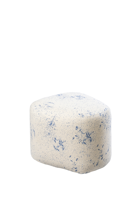 Pouf iceberg tissu moucheté bleu