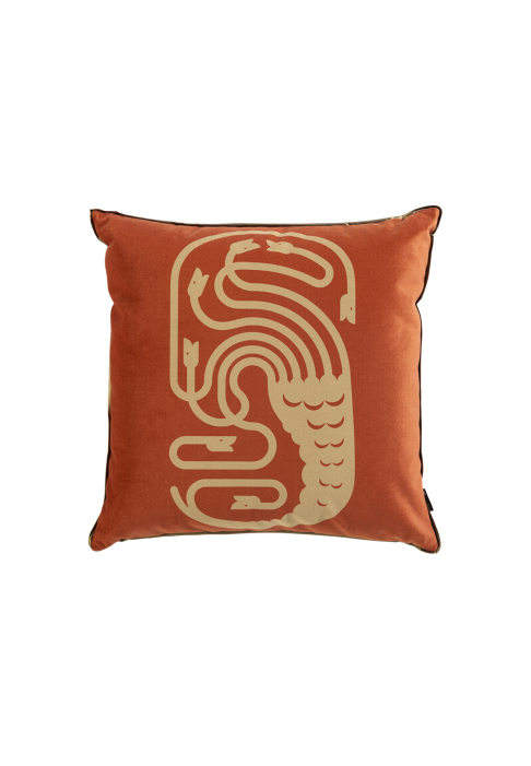COUSSIN_BESTIAIRE_HYDRE_terracotta_2.jpg Coussin carré motif Hydre recto