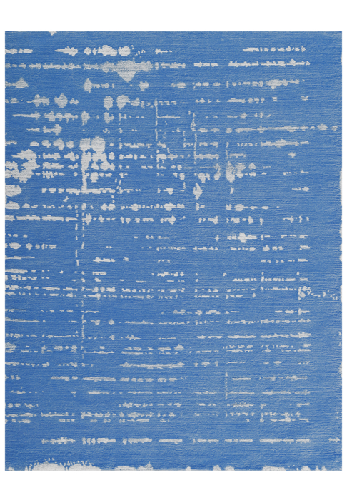 Tapis rectangulaire couleur ibiza blue laine et chanvre