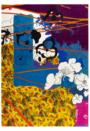 Tapis : Plume dans un univers de fleurs