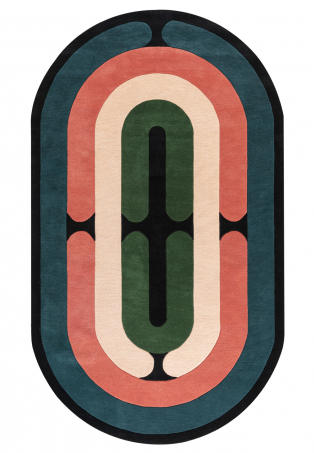 Rug with geometric lines, oblong shape
