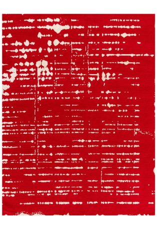 Red and white graphic rug