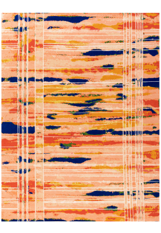 Orange rug with white lines