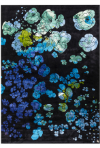 Tapis : mille fleurs, nuances de bleu