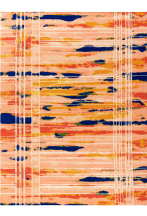 Orange rug with white lines