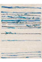 Tapis blanc avec lignes horizontales bleues