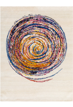 Tapis fond blanc avec spirale multicolore